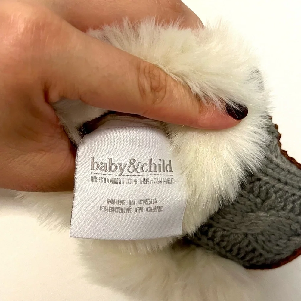 RH CABLE KNIT & LUXE FAUX FUR SLIPPER SOCKS Baby